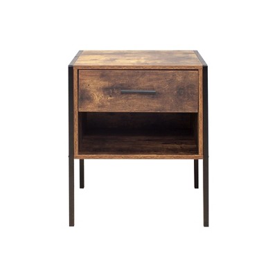 NicBex 1 Drawer Dresser for Bedroom,  Set of 2 Industrial Style Dressers with Sturdy Steel Frame,Dressers for Closet,Living Room,Hallway,Brown