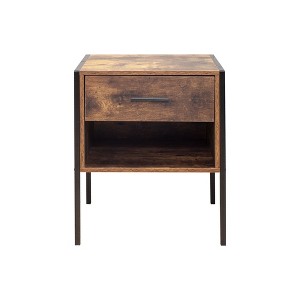 NicBex 1 Drawer Dresser for Bedroom,  Set of 2 Pcs Industrial Style Dressers with Sturdy Steel Frame,Dressers for Closet,Living Room,Hallway,Brown - 1 of 4