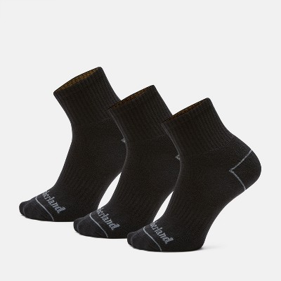 Timberland 3-pack Bowden Quarter Sock, Black, Large : Target