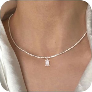 14K Gold/Silver Plated Necklace, Dainty CZ Cross Pendant with Herringbone & Figaro Chains, Sparkling Multi-Layer Jewelry Gift for Her - 1 of 4