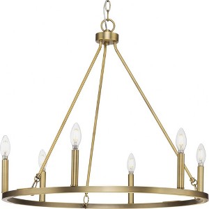 Progress Lighting Gilliam 6-Light Chandelier, Vintage Brass, Steel, Classic Form, 27.62" Diameter, 24.87" Height - 1 of 1