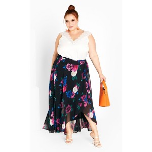 Women's Plus Size  Michaela Print Skirt - black | CITY CHIC - 1 of 3