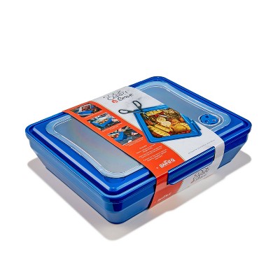 Mr BBQ 1pc Cook & Serve Carrier Plastic Rectangle Serving Tray Blue: Durable Hand Washable, 11.26" Length