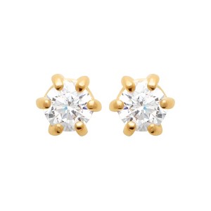 Saint Roman 750 Gold-Plated Small Solitaire Earrings – Dazzling Zirconium Oxide with Butterfly Clutch Backing - 1 of 3