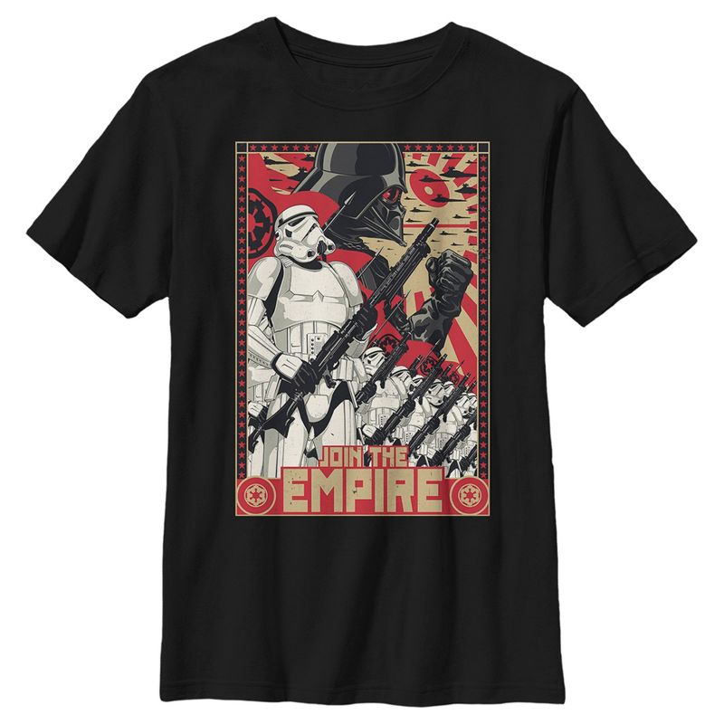 Boy's Star Wars: The Empire Strikes Back Darth Vader and Stormtroopers Join the Empire Poster T-Shirt, 1 of 6