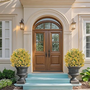 2-Pack Artificial Bushes with Ground Spikes, UV Resistant Fake Shrubs for Outdoor Garden, Realistic Fabric Plants for Porch Patio Decor - 1 of 4