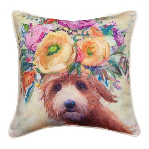 Artistic Dog Portrait Pillow – Doodle 18 Inch by Manual Woodworkers and Weavers - 1 of 3