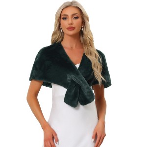 INSPIRE CHIC Women's Retro Winter Bridal Wedding Cropped Faux Fur Shawls - 1 of 4