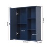 VANIRROR Blue Wall Mounted Bathroom Storage Cabinet, Above Toilet Wooden Medicine Cabinets with 2 Door & Adjustable Shelf, Soft Hinge - 3 of 4