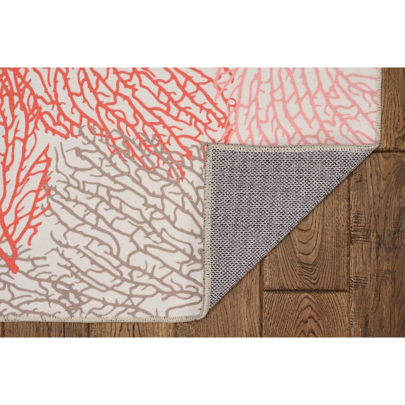 Washable Haylee Rug Ivory/Coral - Linon, 4 of 8