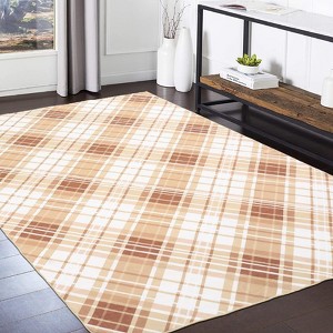 Modern Plaid Washable Rug 10x13 Rug for Living Room Soft Large Area Rug for Bedroom Tartan Non Shedding Non Slip Throw Rugs Stain Resistant Carpet - 1 of 4