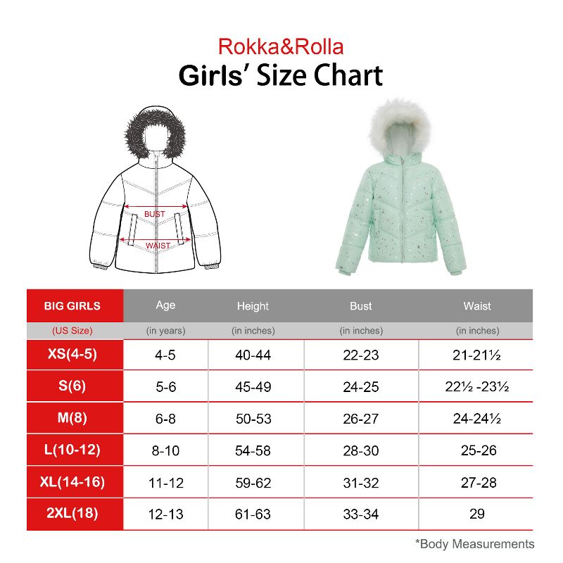 Rokka&Rolla Girls' Heavy Winter Puffer Jacket Bubble Coat, 3 of 12