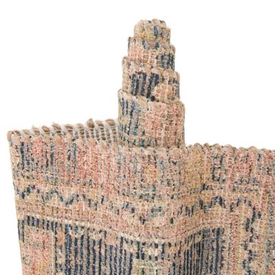 Handmade Red Geometric Cotton Chenille 9' x 12' Area Rug