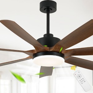 Bella Depot 60" Black Modern Ceiling Fan with LED Light and Remote 6-speed Reversible DC Motor - 1 of 4