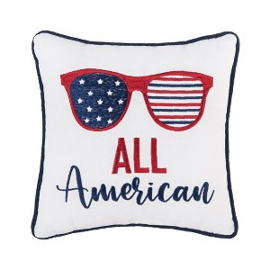 C&F Home 10" x 10" Patriotic "All American" Sunglasses Small/Petite Embroidered Accent Throw Pillow - 1 of 3