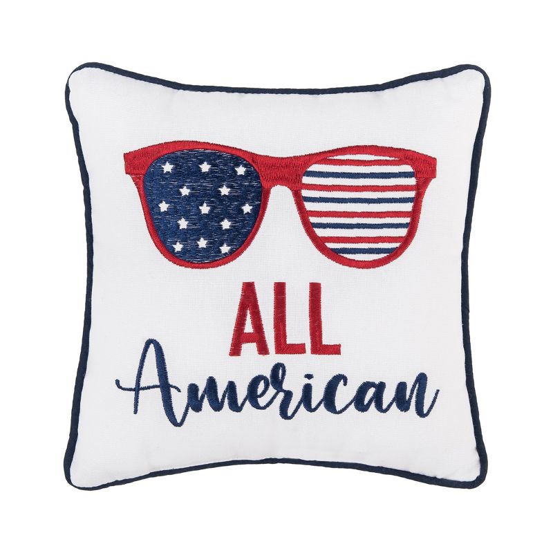 C&F Home 10" x 10" All American 4th of July Patriotic Embroidered Square Accent Pillow, 1 of 3