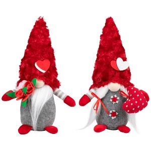 Northlight Fuzzy Hat Valentine's Day Gnomes - 11.5" - Red and Gray - Set of 2 - 1 of 4
