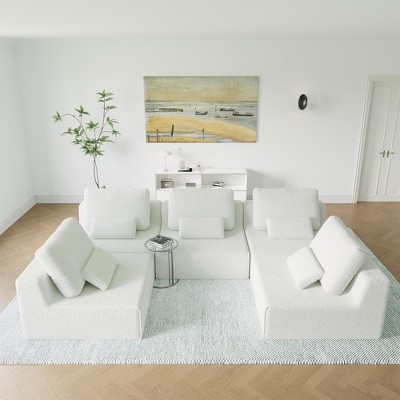 125'' Modular Convertible Compressed U-Shaped Sectional Sofas with Foam-Filled Deep Seats, Free Combination Available in 3 Colors