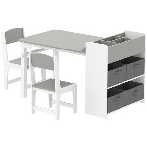 Aghana Digitals Kids Study Desk & Chair Set, White - Spacious Tabletop with 5 Storage Compartments, - 1 of 4