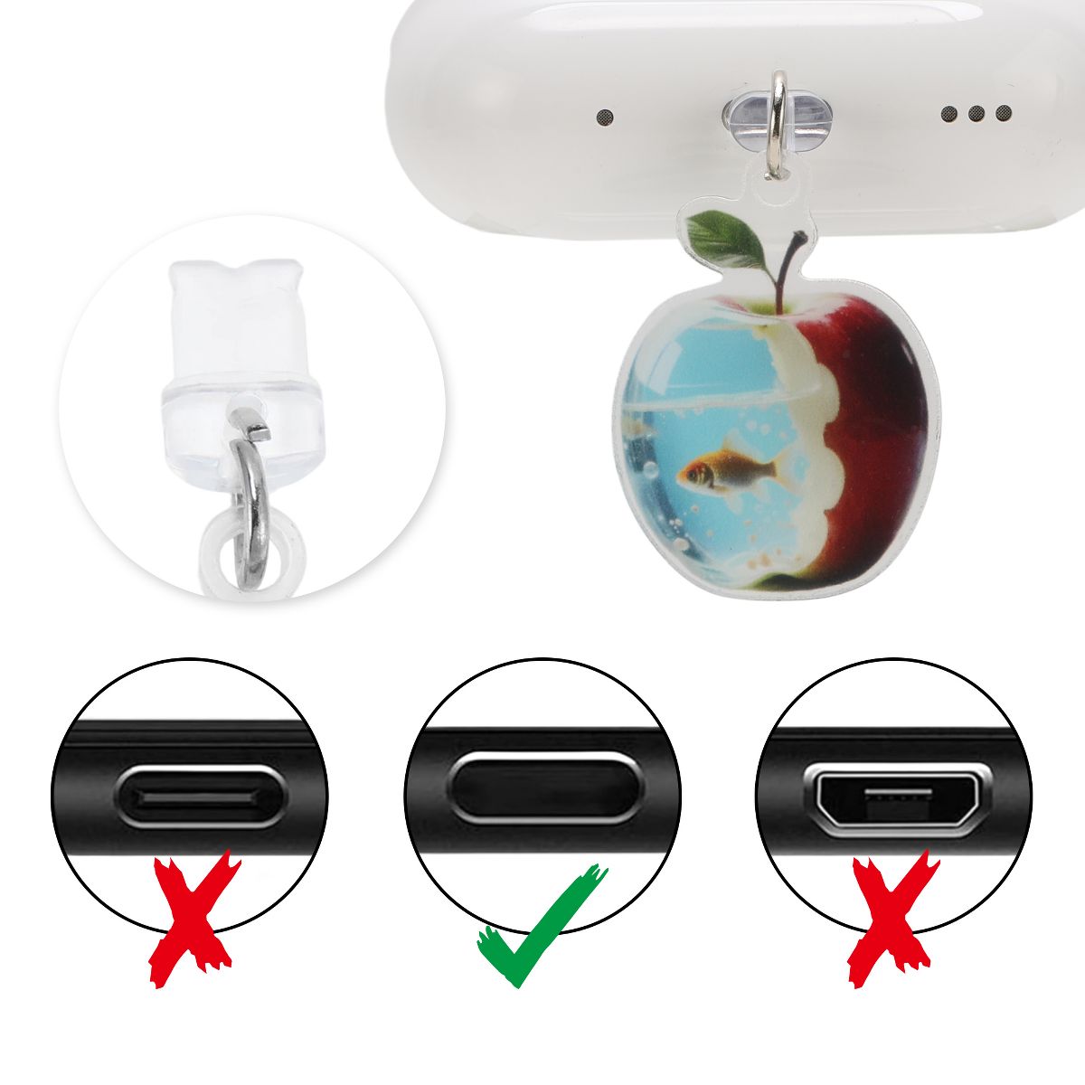 Unique Bargains Fruit Dust Plug Charm for Lightning Red Light Blue 2 Pcs - thumbnail 2