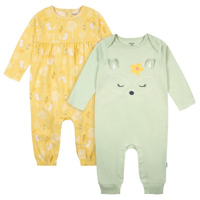 Image of Gerber Baby Boys' Rompers - Green Fox - 0-3 Months - 2-Pack