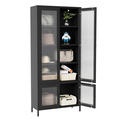 NicBex 5 Shelves File Cabinet with 4 Glass Doors,Office Cabinet with Tier-Shelving Design,Modern Storage Cabinet,Filing Cabinet for Home Office