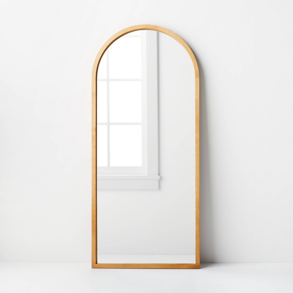 Photos - Wall Mirror 32" x 72" Wooden Arch Mirror Brown - Threshold™ designed with Studio McGee