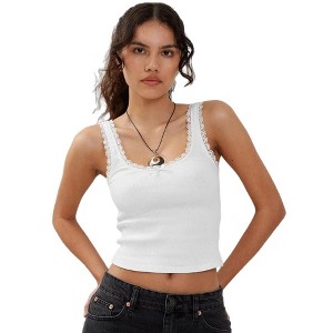 Coolmee Women's Lace Camisole Tank Tops V Neck Wide Strap Soft