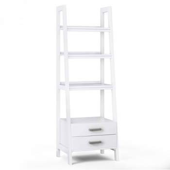 72" Hawkins Solid Wood Ladder Shelf with Storage White - WyndenHall