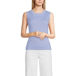 Lands' End Women's Fine Gauge Baby Cable Crew Neck Sleeveless Sweater - 1 of 3