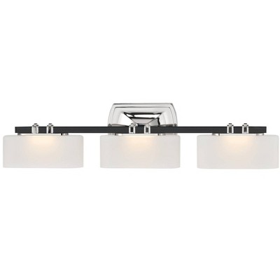 Drury Coal and Polished Nickel 3-Light LED Vanity with Frosted White Glass