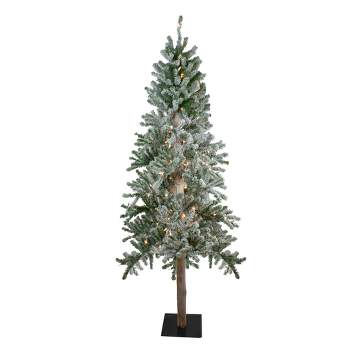 Northlight 6' Pre-Lit Flocked Alpine Artificial Christmas Tree, Clear Lights