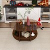 Mlmh & Kngwa 31.5"W Farmhouse Coffee Table with Storage,Round Side Table with Tempered Glass Top and Wood Frame - 3 of 4
