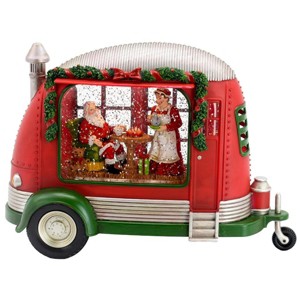 SEVOBAL Party Decorations and Accessories Christmas Camper with Mr and Mrs Santa for Holiday Table Decor, Red, 11.3"*4.4"*8" - 1 of 4