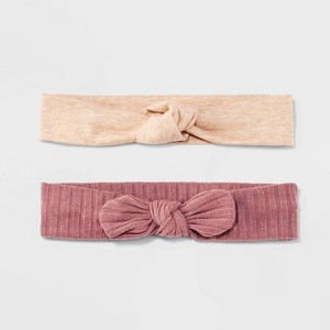Baby Girls' 2pk Cotton Soft Headband Set - Cat & Jack™ Cream/Pink - 1 of 3