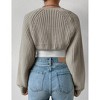 Women's Long Sleeve Open Front Knitted Crop Sweater Cardigan Drop Shoulder Knit Bolero Shrug - 2 of 4
