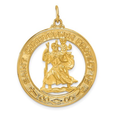 Black Bow Jewelry Men's 14k Yellow Gold Saint Christopher Medal Pendant