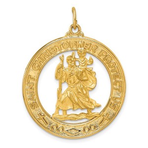 Black Bow Jewelry Men's 14k Yellow Gold Saint Christopher Medal Pendant - 1 of 4