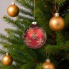Northlight Glittered Snowflake Glass Ball Christmas Ornament - 3.25" - Burgundy Red and Gold - 3 of 4