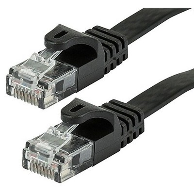 Photo 1 of Monoprice Cat5e Ethernet Patch Cable - 0.5 Feet - Black | Network Internet Cord - RJ45, Flat,Stranded, 350Mhz, UTP, Pure Bare Copper Wire, 30AWG