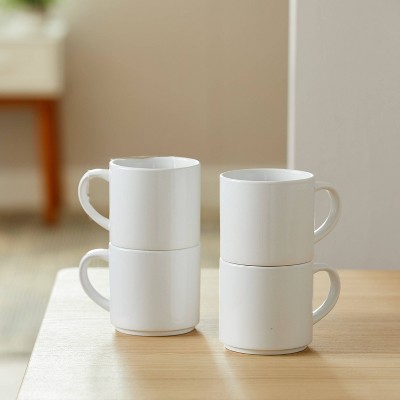 White 10oz Stackable Ceramic Mug Set for Personalization