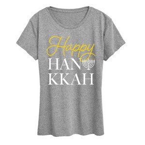Women's - Instant Message - Happy Hanukkah Short Sleeve Graphic T-Shirt - 1 of 4