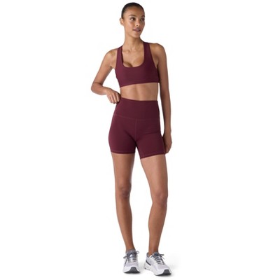 Future Planet Women's Nova Premium Performance Sport Athletic High Waisted Leggings Yoga Biker Shorts Tights Burgundy