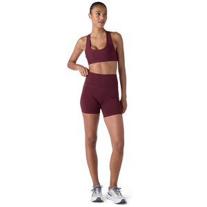 Future Planet Women's Nova Premium Performance Sport Athletic High Waisted Leggings Yoga Biker Shorts Tights Burgundy - 1 of 4