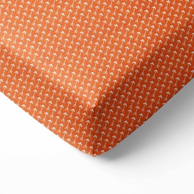 Bacati - Orange Arrows Gray 100 percent Cotton Universal Baby US Standard Crib or Toddler Bed Fitted Sheet