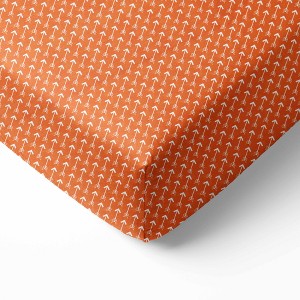 Bacati - Orange Arrows Gray 100 percent Cotton Universal Baby US Standard Crib or Toddler Bed Fitted Sheet - 1 of 4