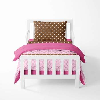 Bacati - Pink Chocolate 4 pc Toddler Bedding Set