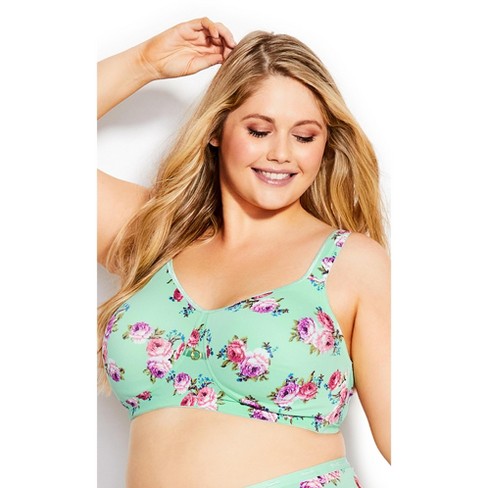 Avenue Body  Women's Plus Size Fashion Soft Caress Bra - Mint Floral - 50d  : Target