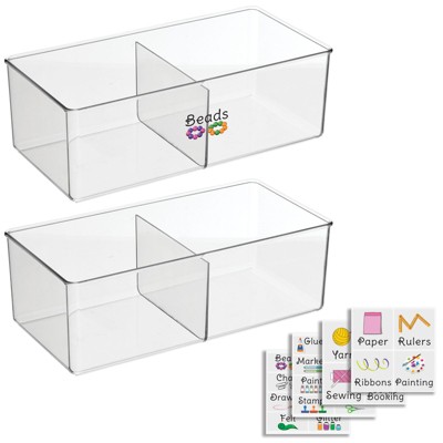 mDesign Plastic Craft Storage Organizer Bin Box + 24 Labels
