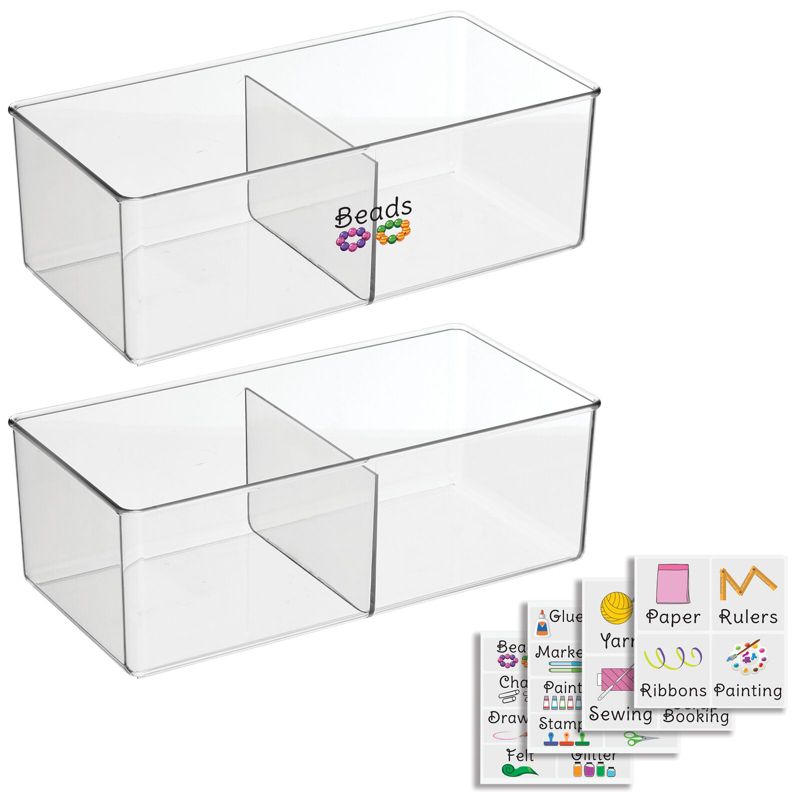 mDesign Plastic Craft Storage Organizer Bin Box + 24 Labels, 1 of 9